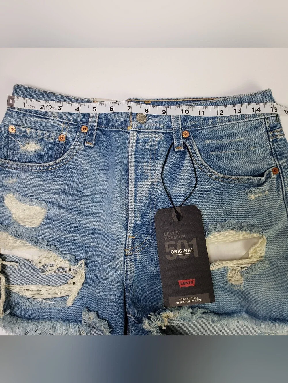 Levi's Premium 501 Original Distressed Womens Shorts High Rise Ripped Size 28